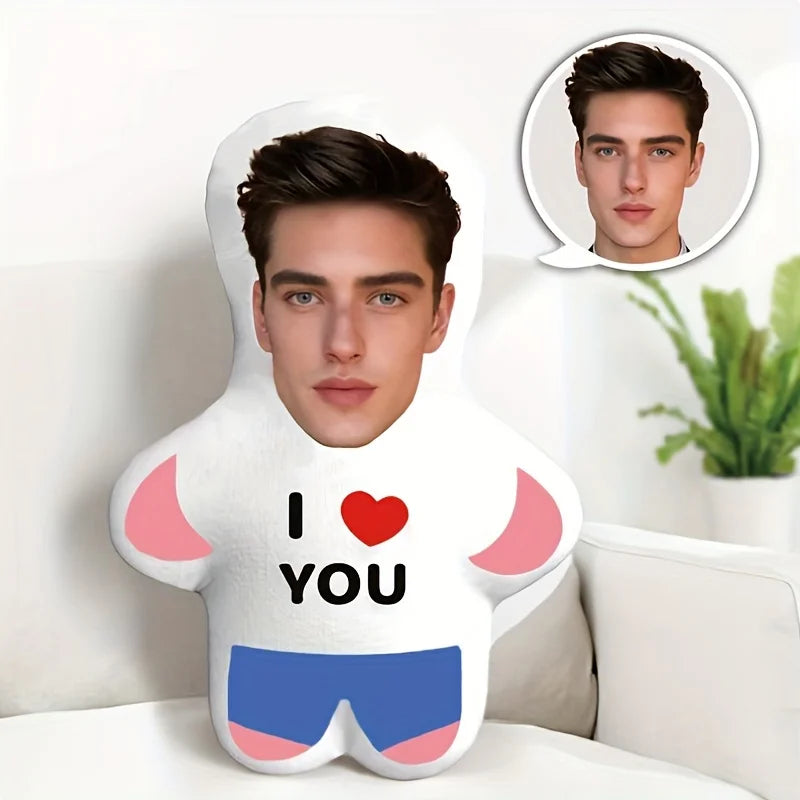 Customized "I Love You" mini plush doll pillow, perfect couple gift, soft polyester