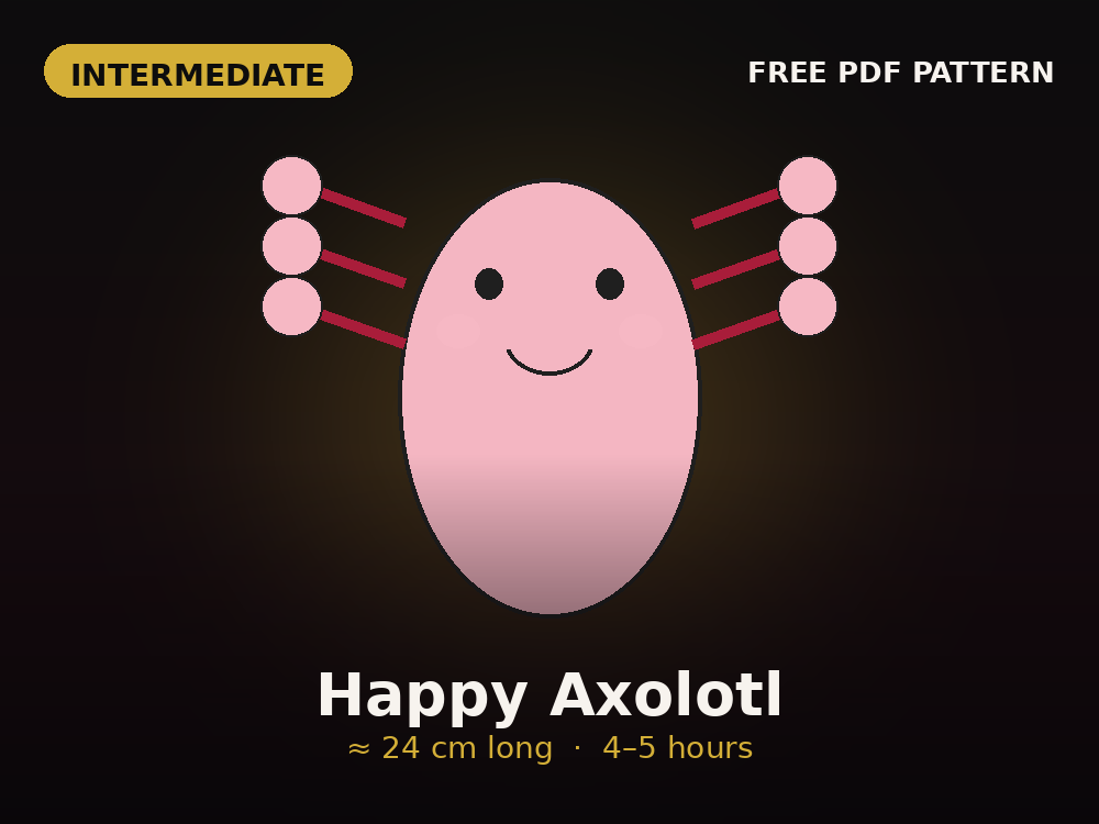 Happy Axolotl free plush sewing pattern preview