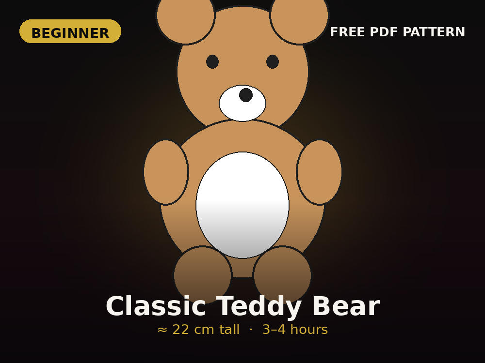 Classic Teddy Bear free plush sewing pattern preview
