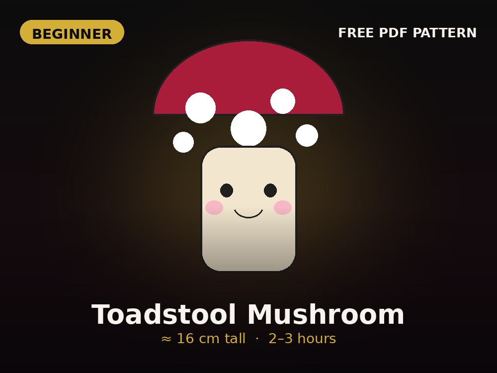 Toadstool Mushroom free plush sewing pattern preview