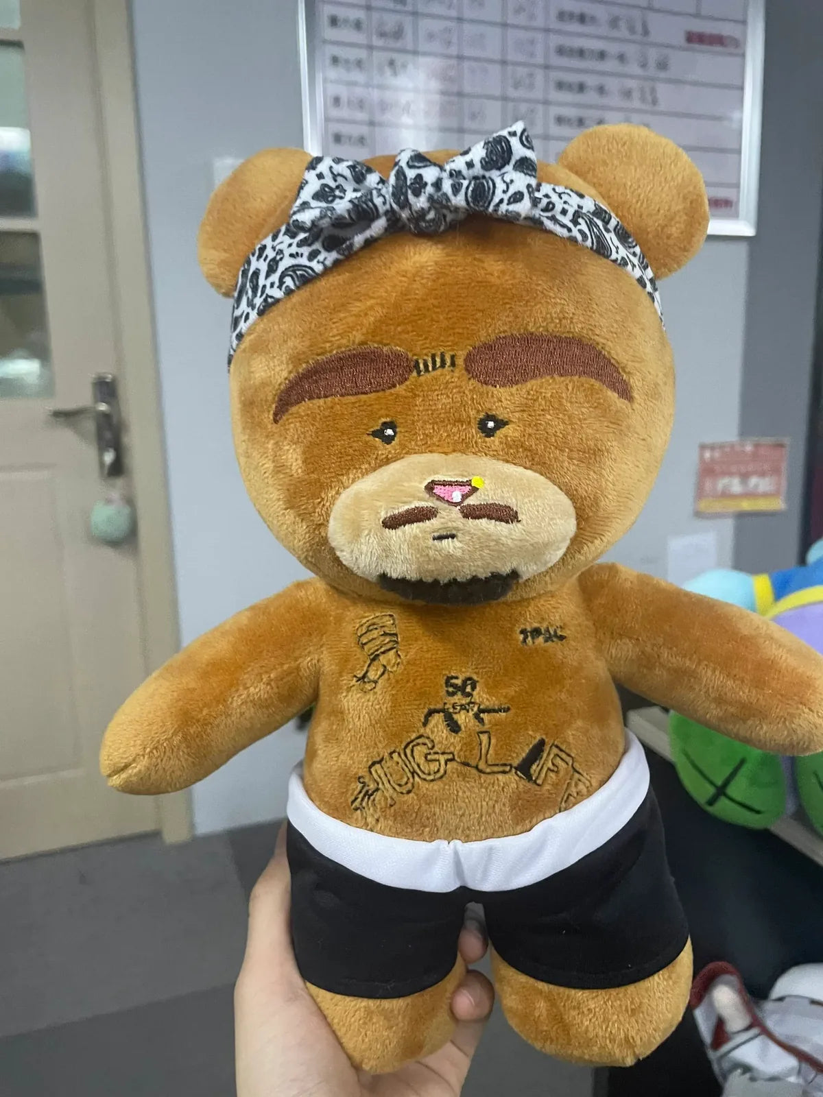 Custom teddy bear plush bandana tattoos — custom plush manufactured by JollyAnime